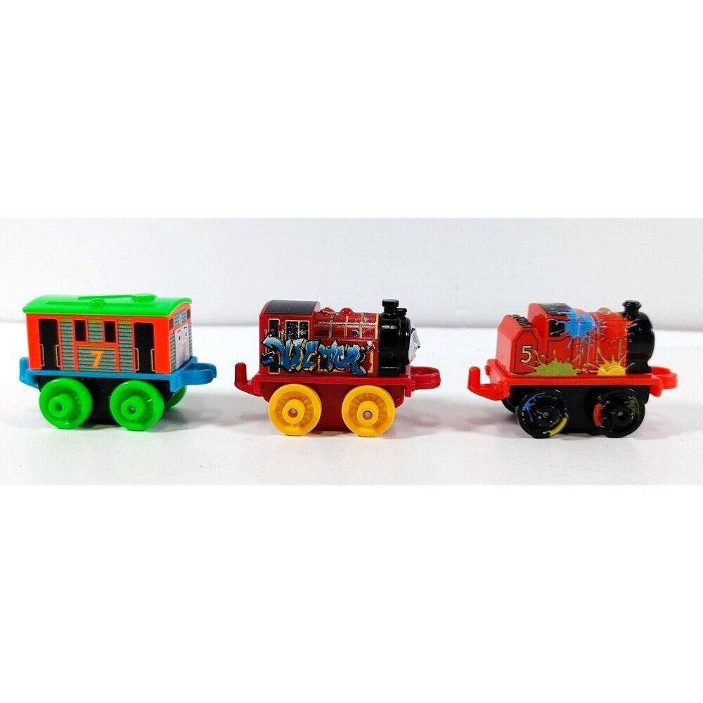 Thomas & Friends Train Tank Engine MINIS Lot of 3 Neon Toby Graffiti Victor